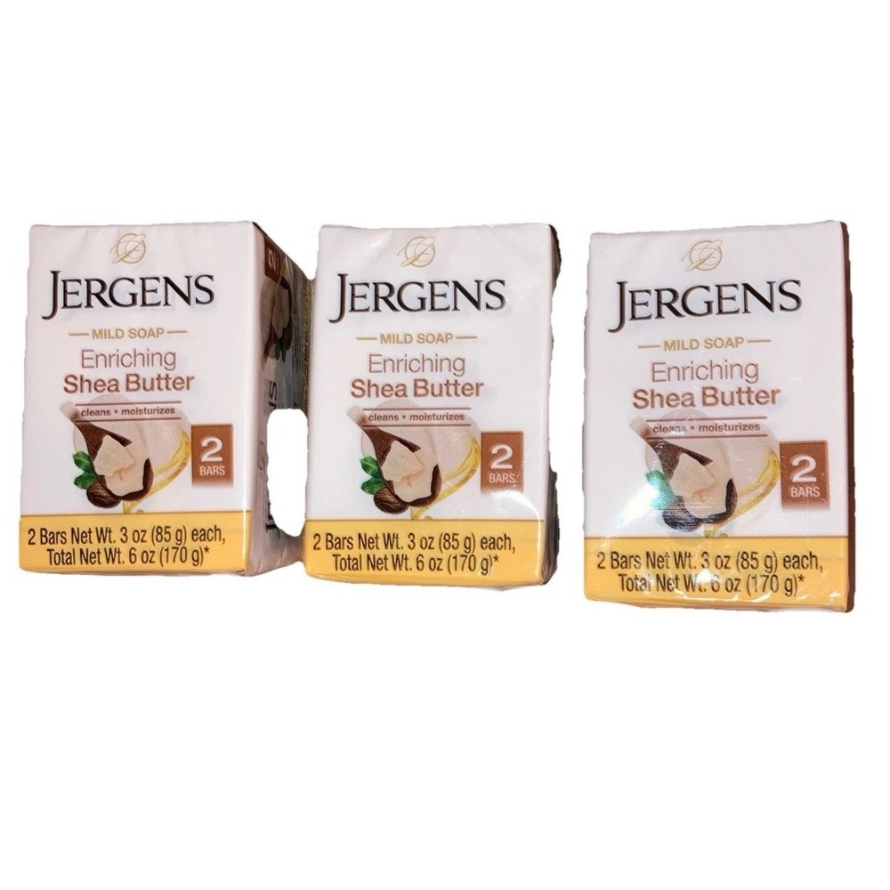 § JERGENS (6) 3 Oz. (85g) Bars‎ SHEA BUTTER● ≈ENRICHING≈ Mild Soap